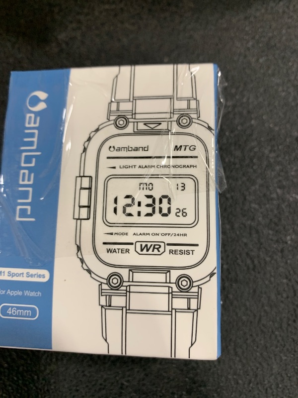 Photo 1 of amBand 46mm for Apple Watch Series 10 Band Case Men, M1 Sport Rugged Heavy Duty Cover Tactical Strap Military Grade Protective Bumper Protector for iWatch 46 mm Men - White