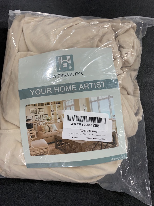 Photo 1 of H.VERSAILTEX Velvet Stretch Couch Cushion Cover Plush Cushion Slipcover for Chair Loveseat Sofa Cushion Furniture Protector Seat Cushion Sofa Cover (2 Piece Large Sofa Cushion Covers, Ivory)