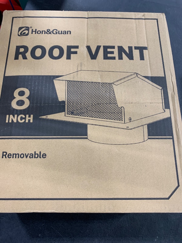 Photo 1 of Removable Roof Vents 8 Inch, Hon&Guan Roof Vent Cap Galvanized Steel Bathroom 8 Roof Exhaust Vent for Ventilation System-with Damper, Black.