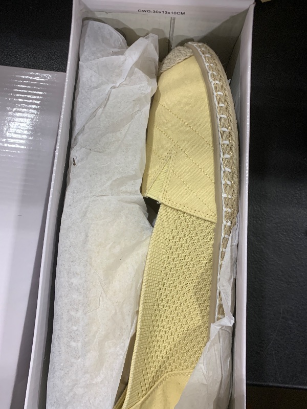 Photo 1 of Women's Flats Shoes,Breathable Black Espadrilles Flats,Black and White Slip on Shoes,Lightweight and Soft(Yellow.US11)