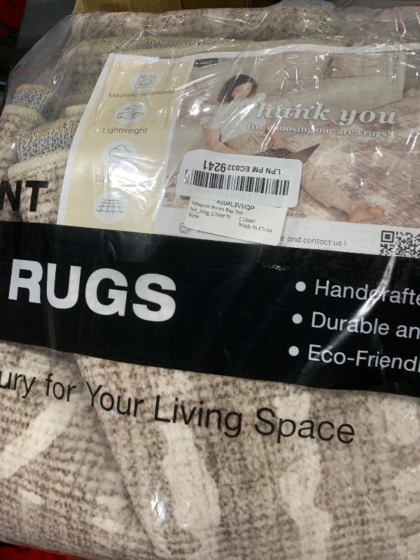 Photo 1 of 5x8 Area Rug Living Room: Washable Boho Large Neutral Soft Rugs Farmhouse Stain Resistant Modern Indoor Non Slip Floor Carpet for Bedroom Nursery Kids Playroom Office Dining Room Dorm- Dark Brown