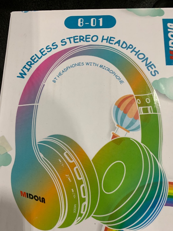 Photo 1 of MIDOLA Kids Headphones Bluetooth 5.3 Wireless 60H Play Time Volume Limit 85/110dB Over Ear Foldable Protection Headset/Wired AUX Cord Mic for Children Boy Girl Travel School Phone Pad Tablet Blue