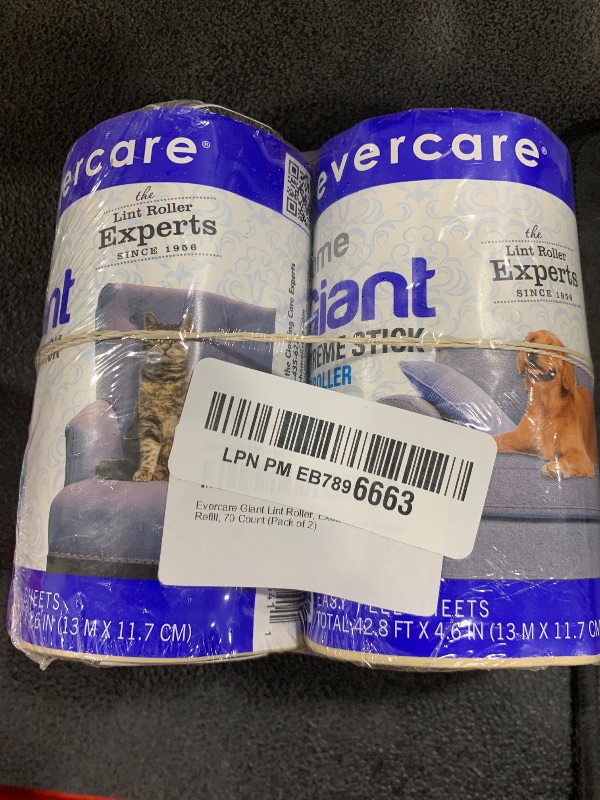 Photo 1 of Evercare Giant Lint Roller, Extra Large Sheets Refill, 70 Count (Pack of 2)
