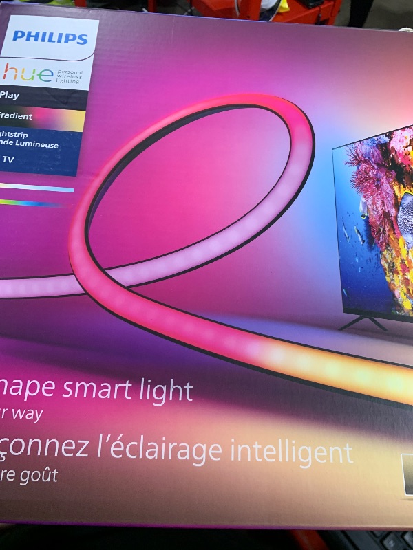 Photo 1 of Philips Hue 75" Smart TV Light Strip - White and Color Ambiance LED Color-Changing TV Backlight - Sync with TV, Music, and Gaming - Requires Bridge and Sync Box - Control with App or Voice Assistant