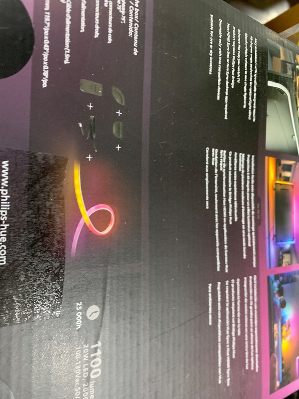 Photo 1 of Philips Hue 75" Smart TV Light Strip - White and Color Ambiance LED Color-Changing TV Backlight - Sync with TV, Music, and Gaming - Requires Bridge and Sync Box - Control with App or Voice Assistant