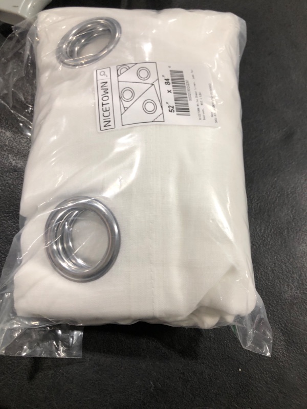 Photo 1 of NICETOWN White Sheer Linen Curtains for Living Room 84 inch Length 2 Panels Set, Grommet Semitransparent Balance Privacy & Light Vertical Flax Sheer Drapes for Bedroom, W52 x L84