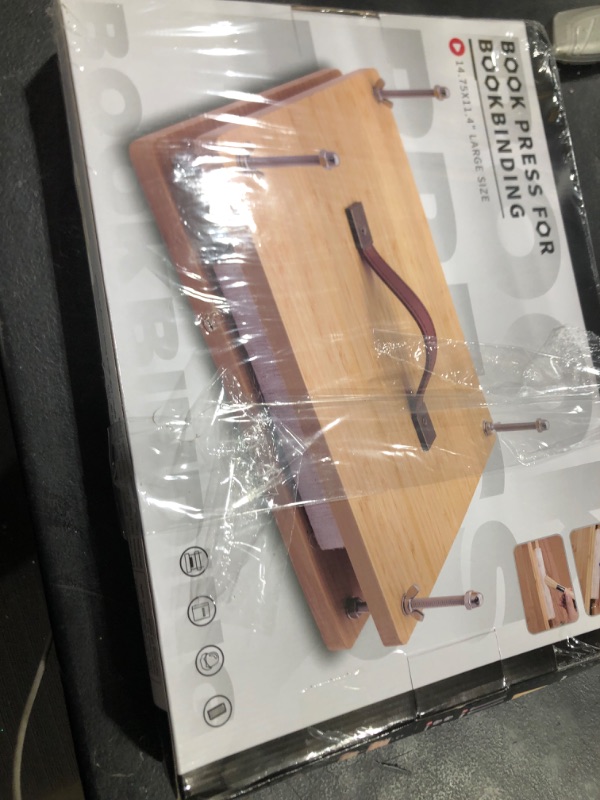 Photo 1 of 14.76x11.4 Large Size Book Press, Wood Bookbinding Press with Portable Handle Design, Bamboo Wooden Book Press for Bookbinding