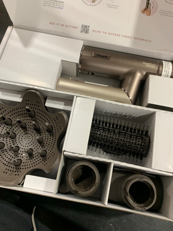 Photo 1 of Shark SpeedStyle Pro Flex Professional Performance High-Velocity Hair Dryer System with Scalp Shield & IQ Speed Styling and Drying Suite, Lightweight, Ionic, No Heat Damage, Mocha Silver, HD542
