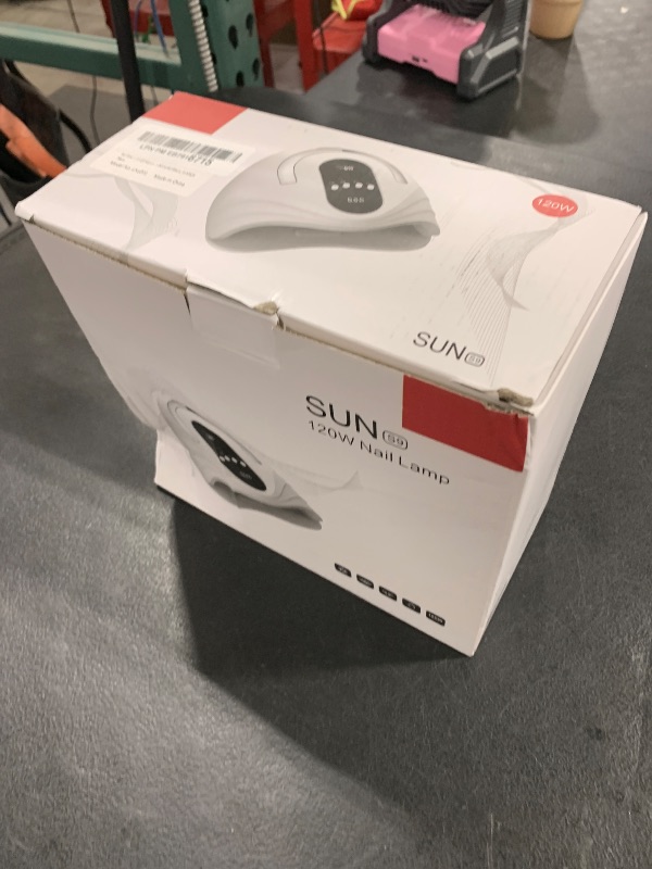 Photo 1 of Sunrich UV Gel Nail Lamp 120W LED Nail Light Fast Dryer for Gel Polish Curing with 4 Timers Portable Handle Large Space Automatic Sensor (White)