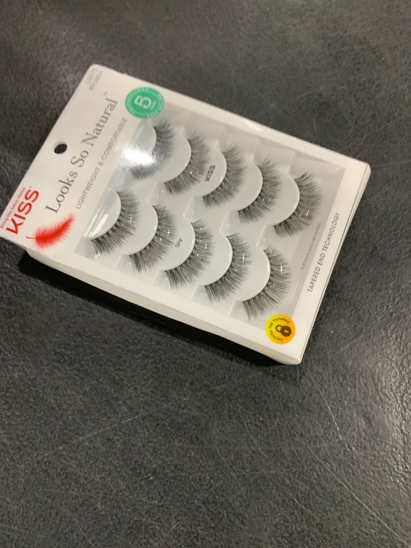 Photo 1 of KISS Looks So Natural False Eyelashes Multipack, Lightweight & Comfortable, Tapered End Technology, Reusable, Cruelty-Free, Contact Lens Friendly, Style 'Shy', 5 Pairs Fake Eyelashes