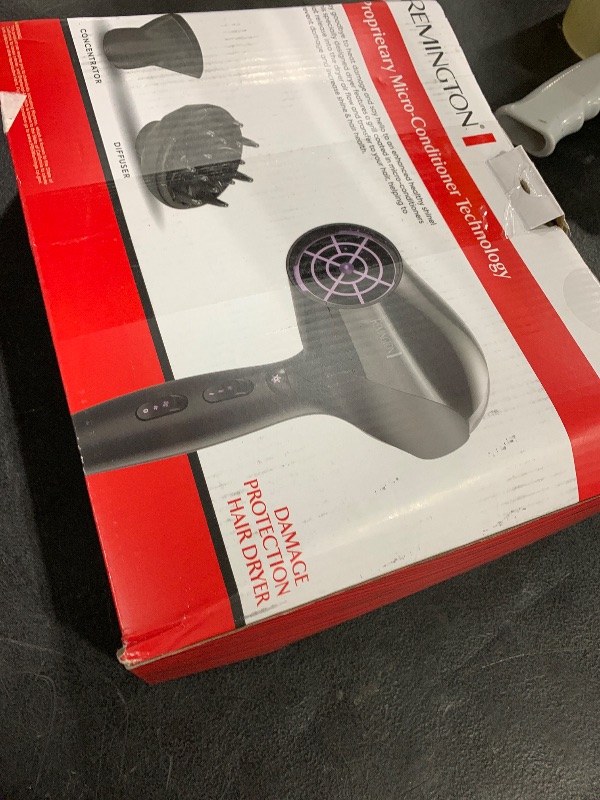 Photo 1 of Remington Damage Protection Hair Dryer with Ceramic Ionic Tourmaline Technology, Black, Diffuser and Concentrator, 3 Piece Set