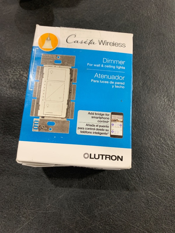 Photo 1 of Lutron Caseta Original Smart Dimmer Switch (Lutron Smart Hub Required), for LED Lights, 150 Watt, Single-Pole/3-Way, No Neutral Required, PD-6WCL-WH, White