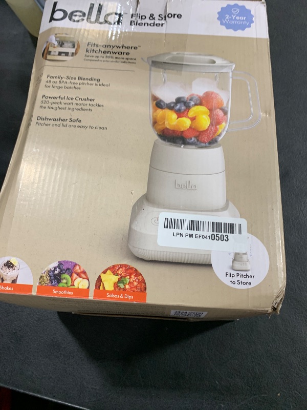 Photo 1 of bella 10 Speed Countertop Blender, Juicer & Smoothie Maker, Fits-anywhere™ Kitchenware, Slim Flip & Store Design, Dishwasher Safe 48oz Capacity Pitcher & Lid, Stainless Steel Blade, 450 Watt, Oatmilk
