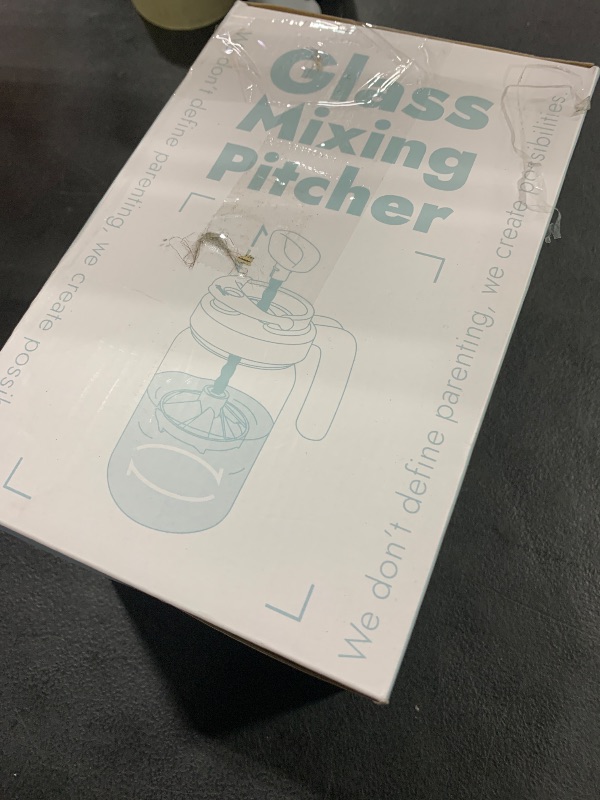 Photo 1 of Papablic Glass Breastmilk Pitcher, Formula Mixing Pitcher with Mixing Handle Lid, Wide Mouth Mason Jar Mixer with Flip Locking Spout, Easy to Clean, BPA Free, Blue