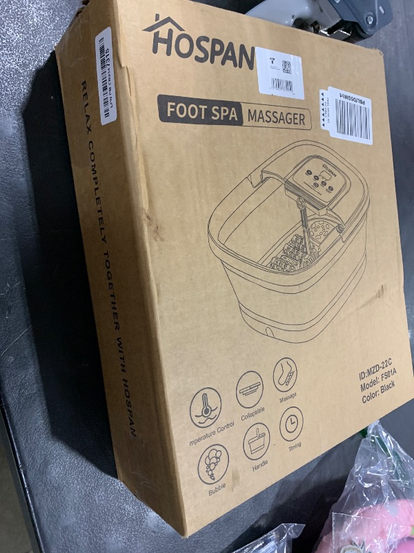 Photo 1 of HOSPAN Collapsible Foot Spa with Heat, Bubble, Red Light, and Temperature Control, Foot Bath Massager with 8 Shiatsu Massage Rollers, Pedicure Foot Spa for Relaxation and Stress Relief, Black