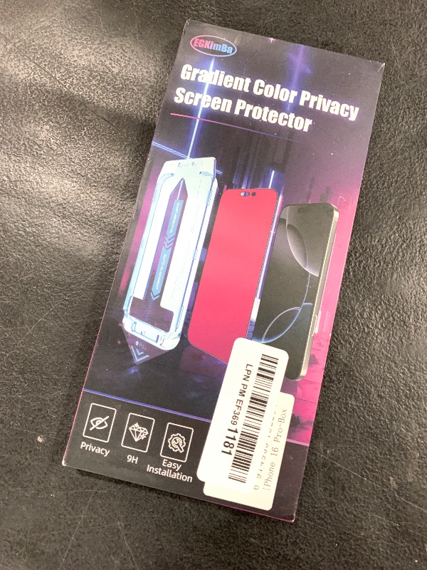 Photo 1 of EGKimBa for iPhone 16 Pro Privacy Screen Protector, Gradient Color, Bubble Free, Easy Installation, Auto Dust-Elimination, Anti Blue Light