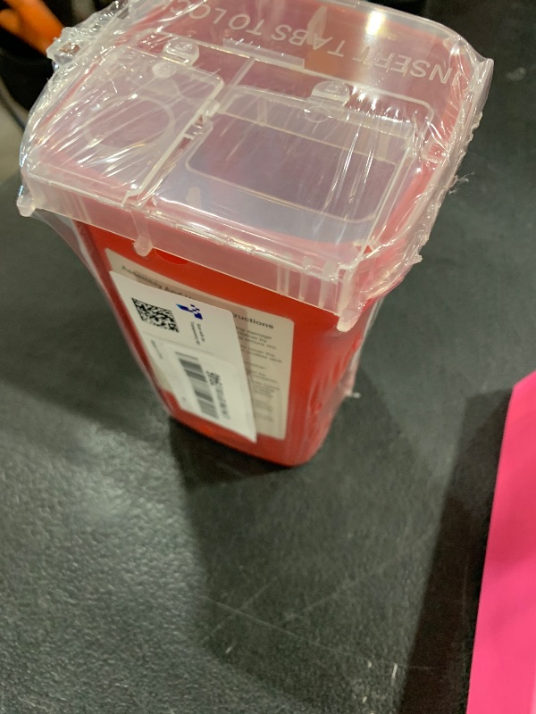 Photo 1 of Alcedo Sharps Container for Home Use 1 Quart (1-Pack) | Biohazard Needle and Syringe Disposal | Small Portable Container for Travel and Professional Use