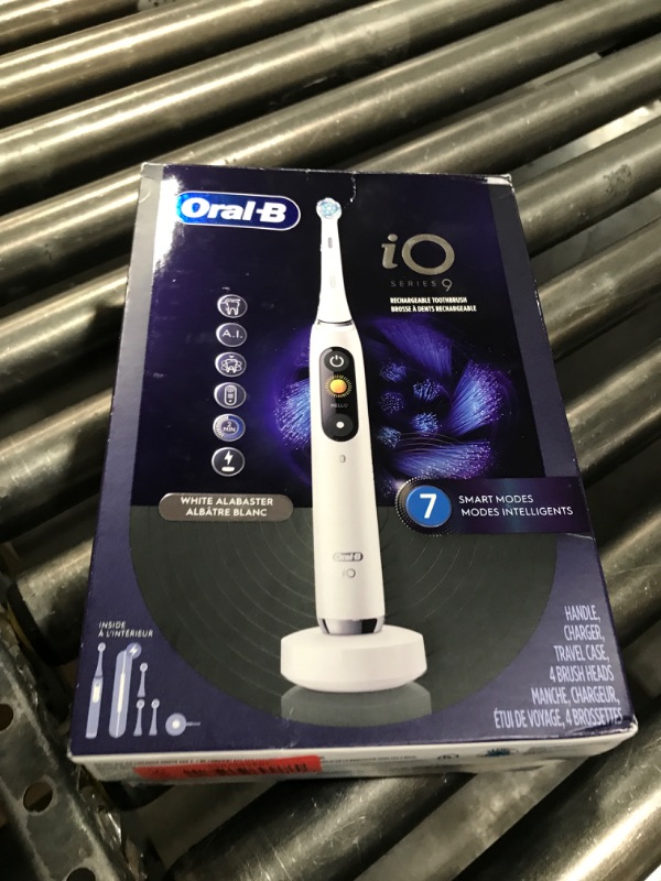 Photo 1 of Oral-B iO Series 9 Electric Toothbrush with 3 Replacement Brush Heads, White Alabaster
