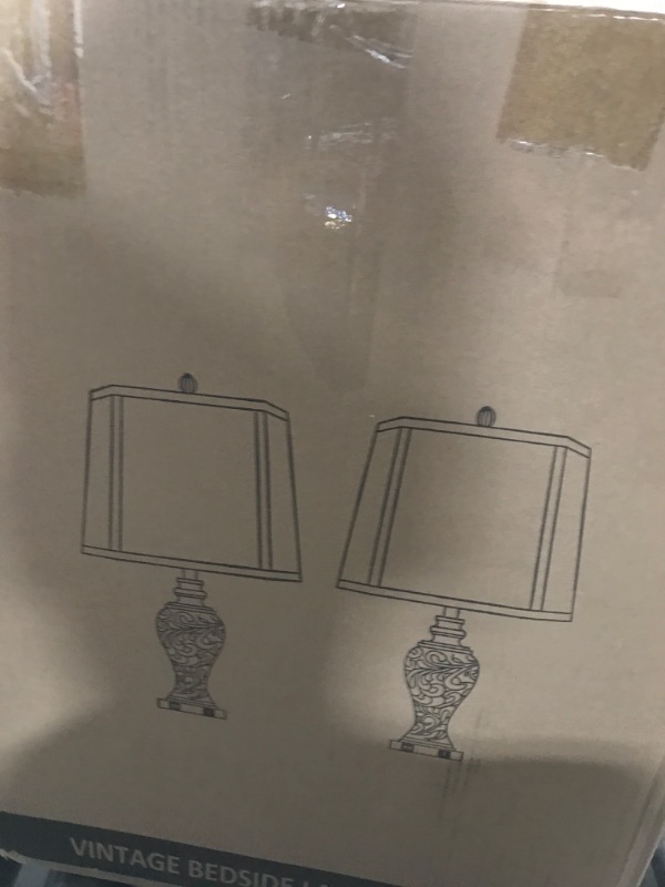 Photo 1 of LuxSight Collection 28.5" Table Lamps Set of 2 - Bedside Lamp with Fabric Shades - for Bedroom and Living Room with USB and Nightlight - Perfect for Nightstands and Bedrooms