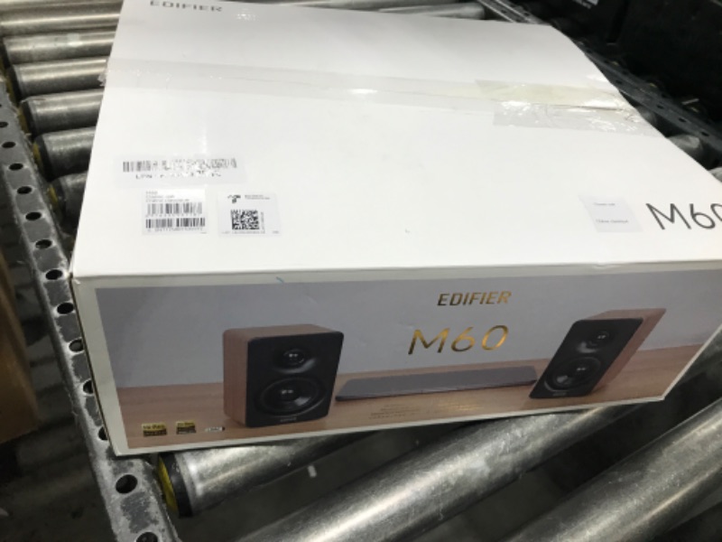 Photo 1 of Edifier M60 Multimedia Speaker Bluetooth 5.3, 66W RMS, Hi-Res Audio & Hi-Res Wireless Audio, LDAC,3" Mid Bass & 1" Tweeter, USB-C & Aux Inputs, Compact Desktop Speaker – Classic Oak