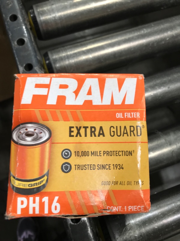 Photo 1 of FRAM Extra Guard PH16, 10K Mile Change Automotive Replacement Interval Spin-On Engine Oil Filter for Select Vehicle Models