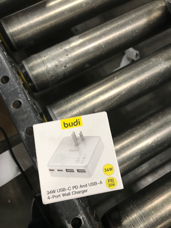 Photo 1 of BUDI Flat USB C Wall Charger, 34W 4-Port Slim USB Wall Charger, Fast Charging Block with 20W Port Power Delivery and Dual Type-C for iPhone 16/15/14/13/12/11/Pro Max/XS/XR/8/7,Tablets