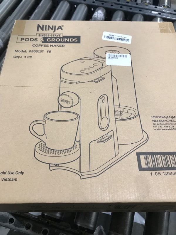 Photo 1 of Ninja Pod & Grounds Specialty Single-Serve Coffee Maker, K-Cup Pod Compatible, Brews Grounds, Compact Design, Built-In Milk Frother, 56-oz. Reservoir, 6-oz. Cup to 24-oz. Mug Sizes, Stone, PB051ST