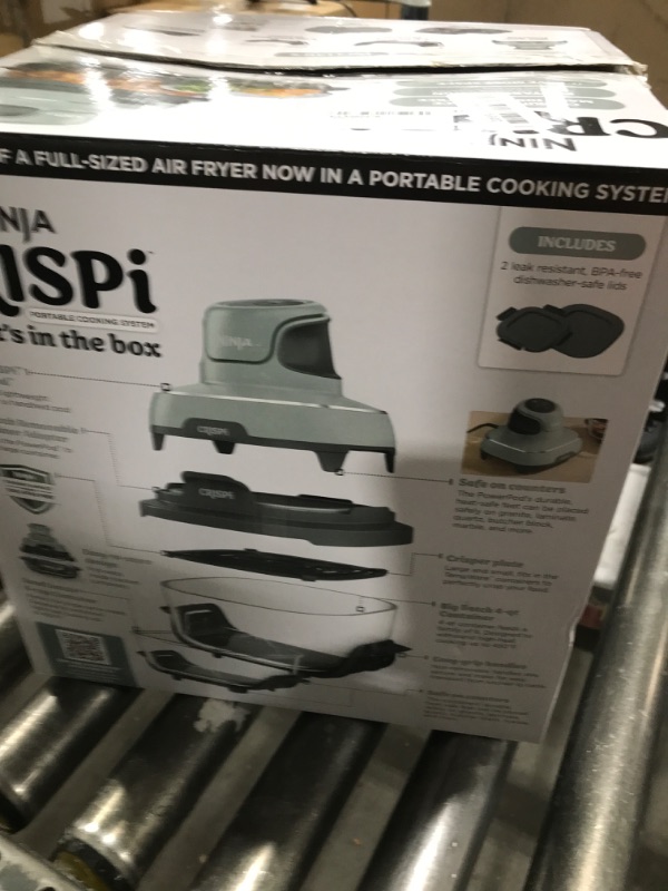 Photo 1 of Ninja Crispi Air Fryer, Microwave, Freezer & Dishwasher Safe, Non Toxic Glass Portable Cooking System, 4 QT & 6 Cup Glass Containers with Storage Lids, Easy Meals, Air Fry, Bake, Green, FN101SG
