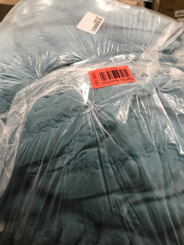 Photo 1 of Litanika Oversized King Size Comforter Set with Sheets Grayish Teal - 7 Pieces Bed in a Bag Oversized King Boho Tufted Complete Bedding Sets with Comforter, Sheets, Pillowcases & Shams