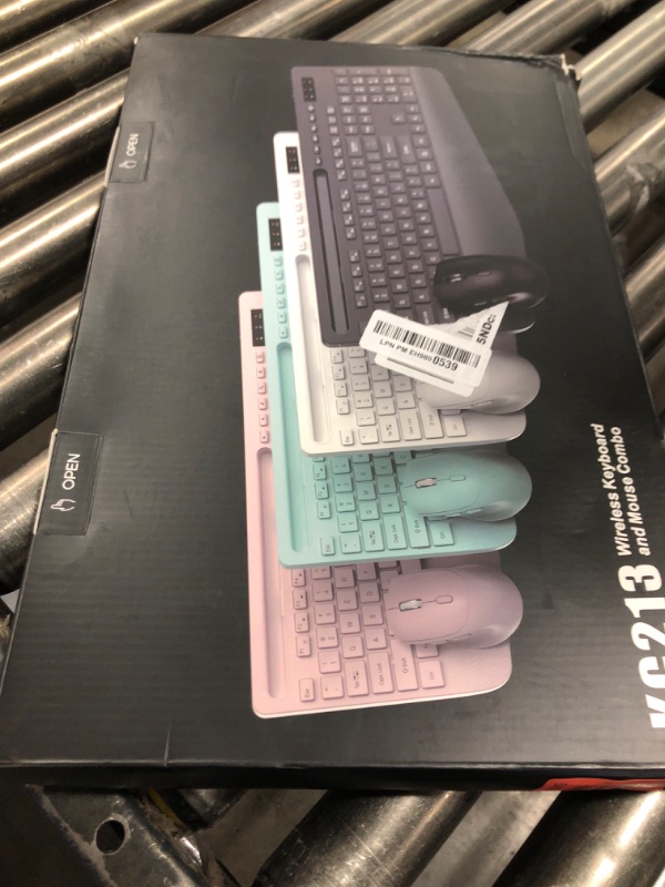 Photo 1 of Wireless Keyboard and Mouse Combo - Full-Sized Ergonomic Keyboard with Wrist Rest, Phone Holder, Sleep Mode, Silent 2.4GHz Cordless Keyboard Mouse Combo for Computer, Laptop, PC, Mac, Windows -Trueque