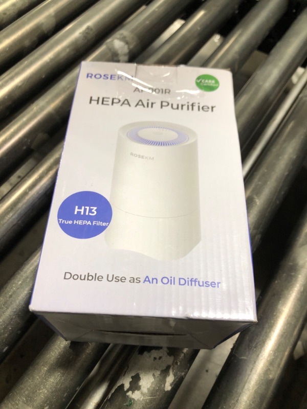 Photo 1 of Rosekm Small Air Purifier for Home Bedroom, Personal Desk Mini Air Purifier, Room Hepa Air Purifier Fresheners Cleaner for Dorm, Pets, Smoke, Desktop, Office (White)
