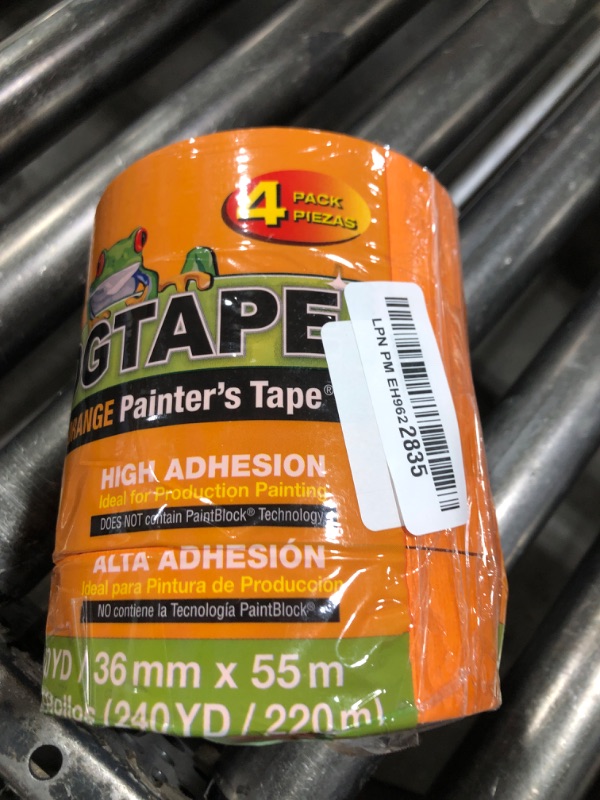 Photo 1 of FrogTape ProGrade Orange Painters Tape, 1.5 Inch Wide (1.41 In. x 60 Yds), High Adhesion, Paint Tape for Indoor & Outdoor Applications, Orange, 4 Rolls (242808)