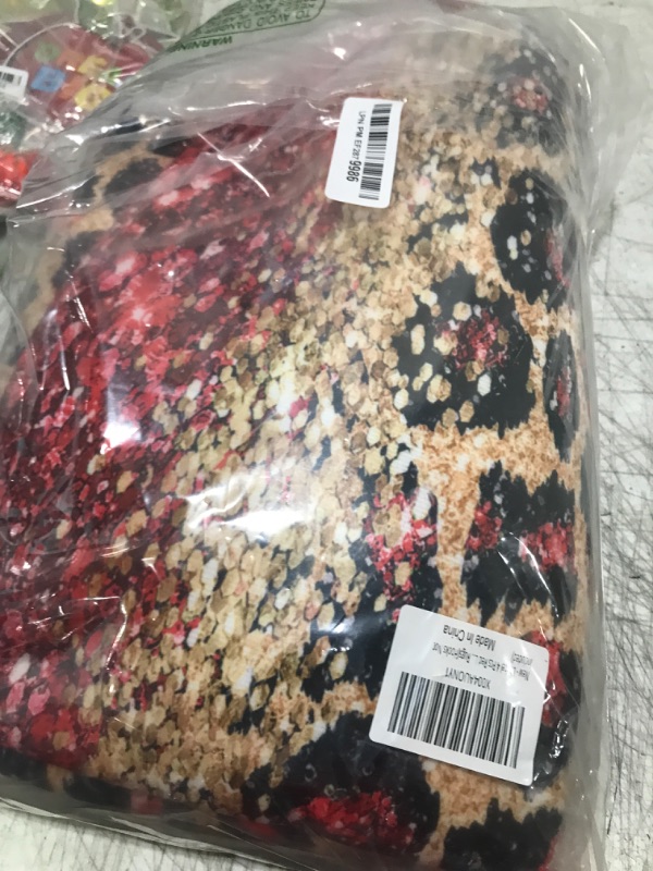 Photo 1 of Litabel 4 Pcs Red Leopard Print Shower Curtain Set with Non-Slip Rugs, Toilet Lid Cover and Bath Mat, Wild Animal Skin Bathroom Decor Set with Shower Curtain and Rugs(Hooks Not Included)
