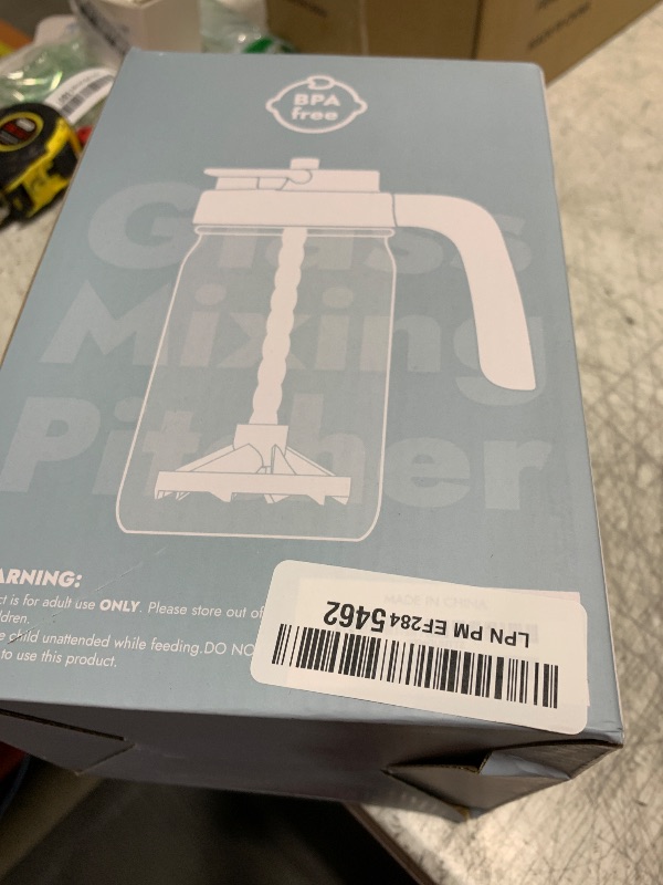 Photo 1 of Papablic Glass Breastmilk Pitcher, Formula Mixing Pitcher with Mixing Handle Lid, Wide Mouth Mason Jar Mixer with Flip Locking Spout, Easy to Clean, BPA Free, Blue