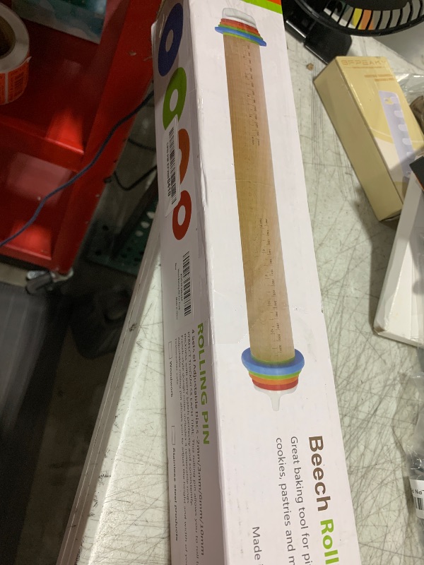 Photo 1 of Yasashii Wood Rolling Pin With 4 Adjustable Thickness Rings, Non-stick Dough Roller For Baking, 17 Inch Pizza Roller For Kitchen supplies, Handle Press Design For Fondant, Pizza, Pie Crust, Cookie