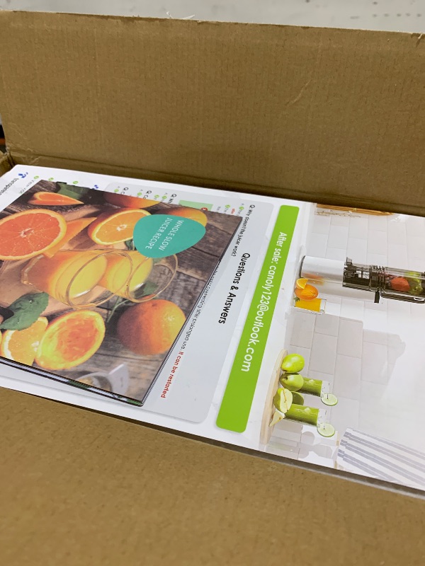 Photo 1 of Cold Press Juicer, 5.8" Wide Feed Chute Juice Extractor Machine with 400W, High Juice Yield, Slow Masticating Juicer for Whole Vegetables & Fruits, Metallic Silver