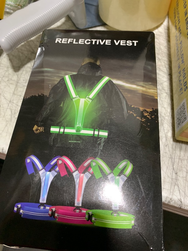 Photo 1 of Fitense LED Reflective Running Vest with Phone Holder, 5 Colors Light Up Running Vest Rechargeable Running Lights for Runners High Visibility Reflective Running Gear, Adjustable for Men and Women