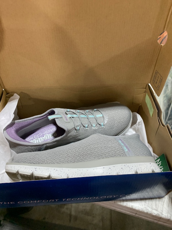 Photo 1 of Skechers Sport Women's Women's Waterproof Hands Free Slip-INS Summits-Best Choice Sneaker, GYAQ=Grey/Aqua, 8.5