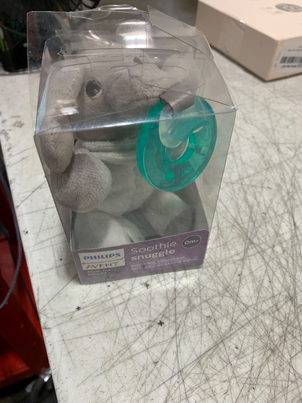 Photo 1 of Philips AVENT Soothie Snuggle Pacifier Holder with Detachable Pacifier, 0m+, Elephant, SCF347/03- 1 Count (Pack of 1)