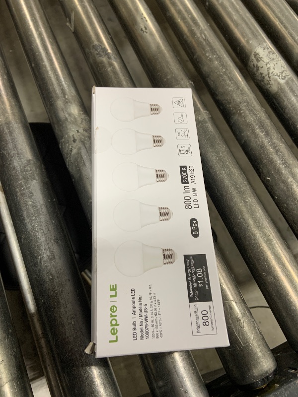 Photo 1 of LE LED Light Bulbs 60 Watt Equivalent, 9W 800 Lumens Non-Dimmable, Soft Warm White 2700K, A19 E26 Standard Medium Base, 10000 Hour Lifetime 5 Count (Pack of 1)