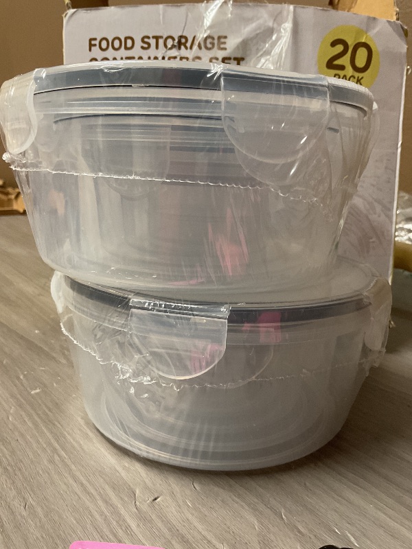 Photo 1 of JSCARES 40 PCS Food Storage Containers with Lids Airtight (20 Lids &20 Containers) - Leakproof Meal-Prep Containers for Kitchen Storage Reusable Plastic Microwave/Dishwasher Safe with Labels & Pen