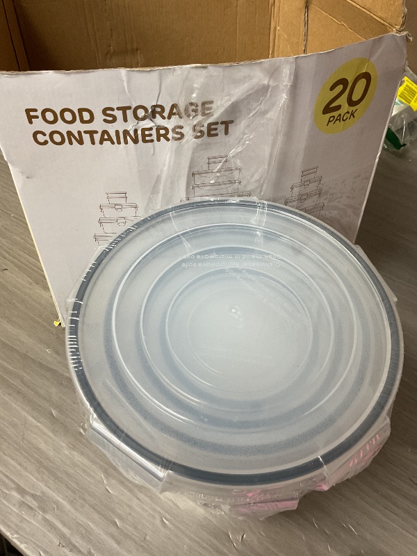 Photo 1 of JSCARES 40 PCS Food Storage Containers with Lids Airtight (20 Lids &20 Containers) - Leakproof Meal-Prep Containers for Kitchen Storage Reusable Plastic Microwave/Dishwasher Safe with Labels & Pen