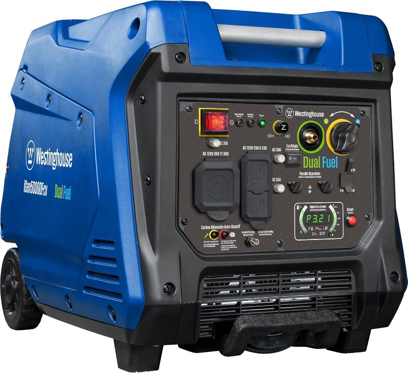 Photo 1 of Westinghouse 5000 Peak Watt Super Quiet Dual Fuel Portable Inverter Generator, Wheel & Handle Kit, Gas & Propane Powered, RV Ready, CO Sensor, Parallel Capable
