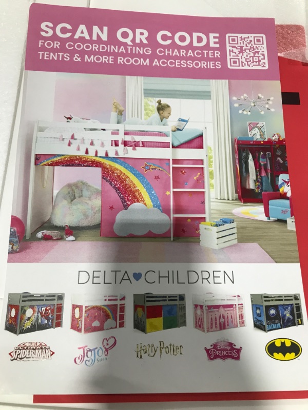 Photo 1 of Delta Children Twin Loft Bed with Guardrail and Ladder (Coordinates with Loft Bed Tents Sold Separately), White