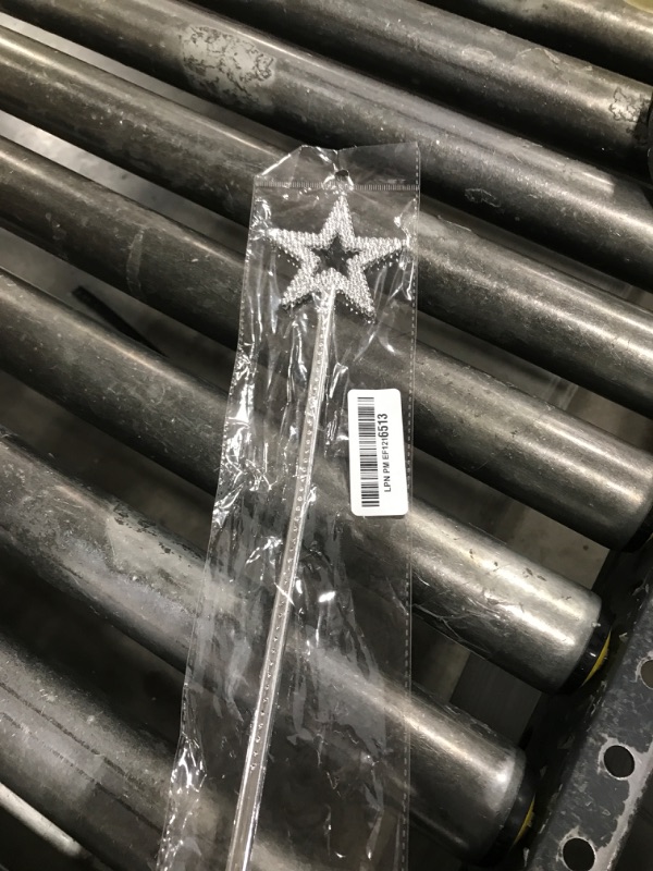 Photo 1 of UOUYOO Silver 13 Inches Star Wand Angel Wand Sticks Princess Wand Fairy Wand Plating Wand Silver Star Wands for Halloween, Christmas, Thanksgiving, Holiday Shows