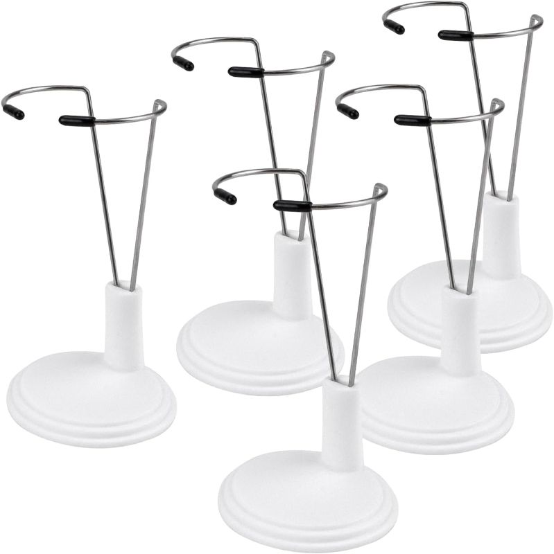 Photo 1 of 5pcs Doll Stand Display Holder, Stand Action Figure Display Rack, Doll Bracket Support Portable for Decoration Home Store Market (White)