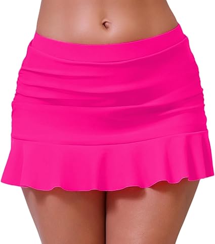 Photo 1 of Halcurt Women's Plus Size High Waisted Ruffle Swim Skirts with Hipster Tankini PINK Dot 1X