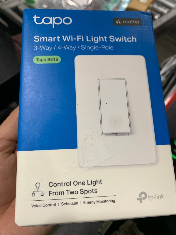 Photo 1 of TP-Link Tapo Smart Switch, Single-Pole/3-Way/4-Way, Matter Compatible, Energy Monitoring, Neutral Wire Required, Works with Alexa, Siri, Google Home, SmartThings, UL Certified, 2.4GHZ Wi-Fi, Tapo S515
