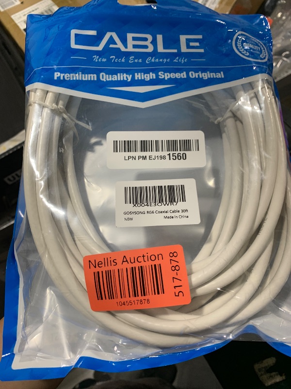 Photo 1 of GOSYSONG White RG6 Coaxial Cable 30ft Super Speed Internet, Broadband and Digital TV Aerial, Satellite RG6 Coaxial Extension Cable