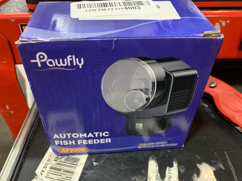 Photo 1 of Pawfly Automatic Fish Feeder for Aquarium - 60 ml Adjustable Food Dispenser With Auto Timer for Pellets, Granules & Strips - Holiday Timer, Battery Operated (Not Included)